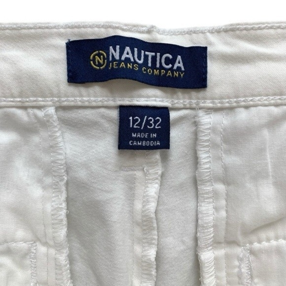 Nautica Womens White Tencel Ankle Trousers S 34 Mid Rise Fitted Cotton Blend NWT - Picture 7 of 8